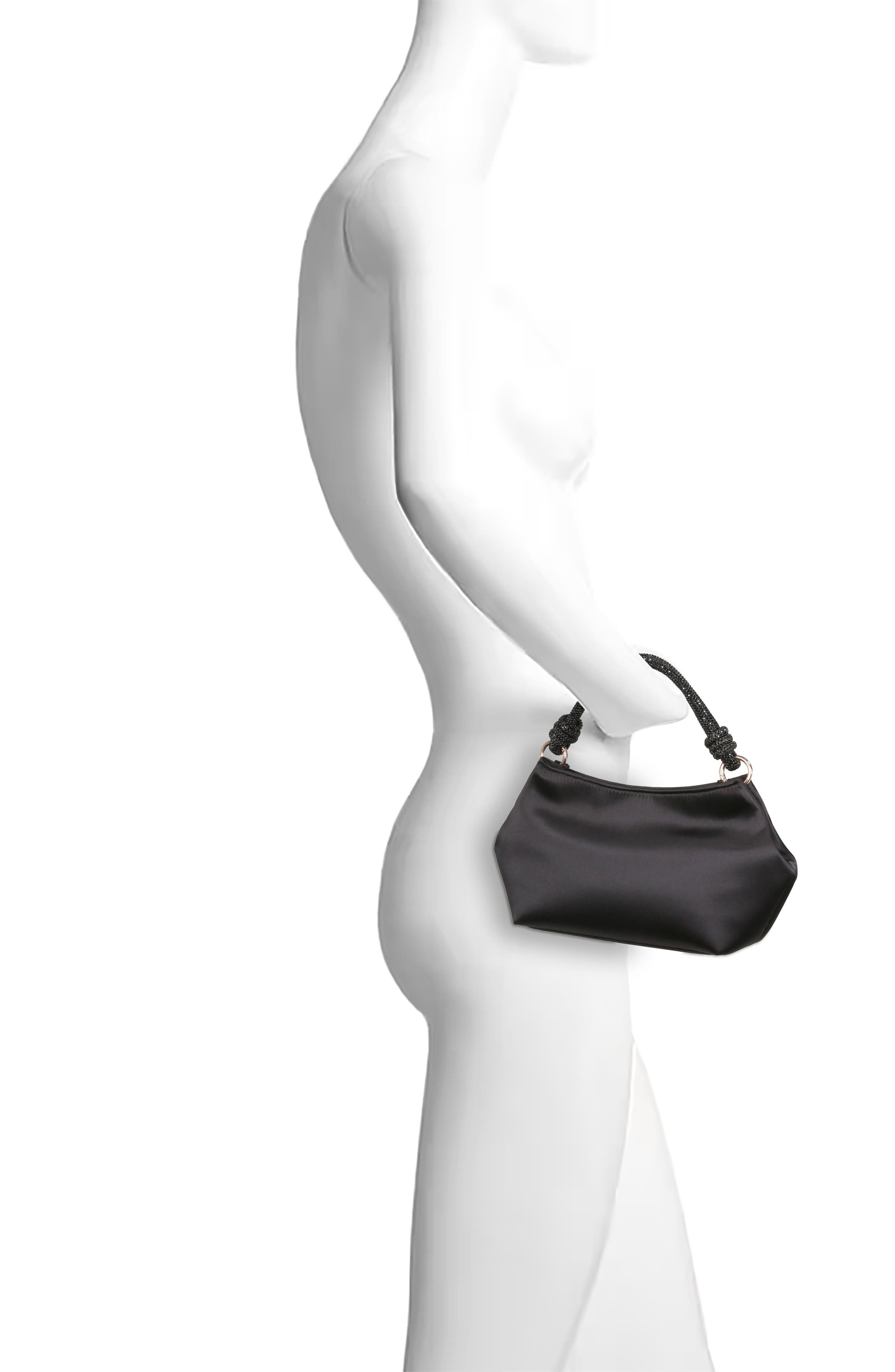 Jewel Badgley Mischka Noelle Crystal Handle Satin Pouch, Alternate, color, 