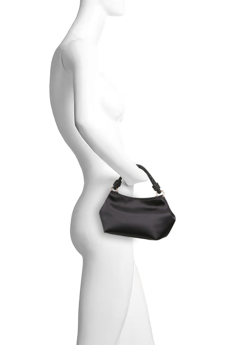 Jewel Badgley Mischka Noelle Crystal Handle Satin Pouch, Alternate, color,