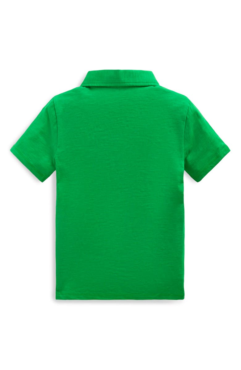 Mini Boden Kids' Slub Jersey Polo, Alternate, color, Amazon Green