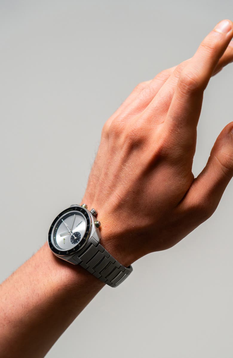 D1 Milano Essential White Chronograph Bracelet Watch, 40mm, Alternate, color, Silver