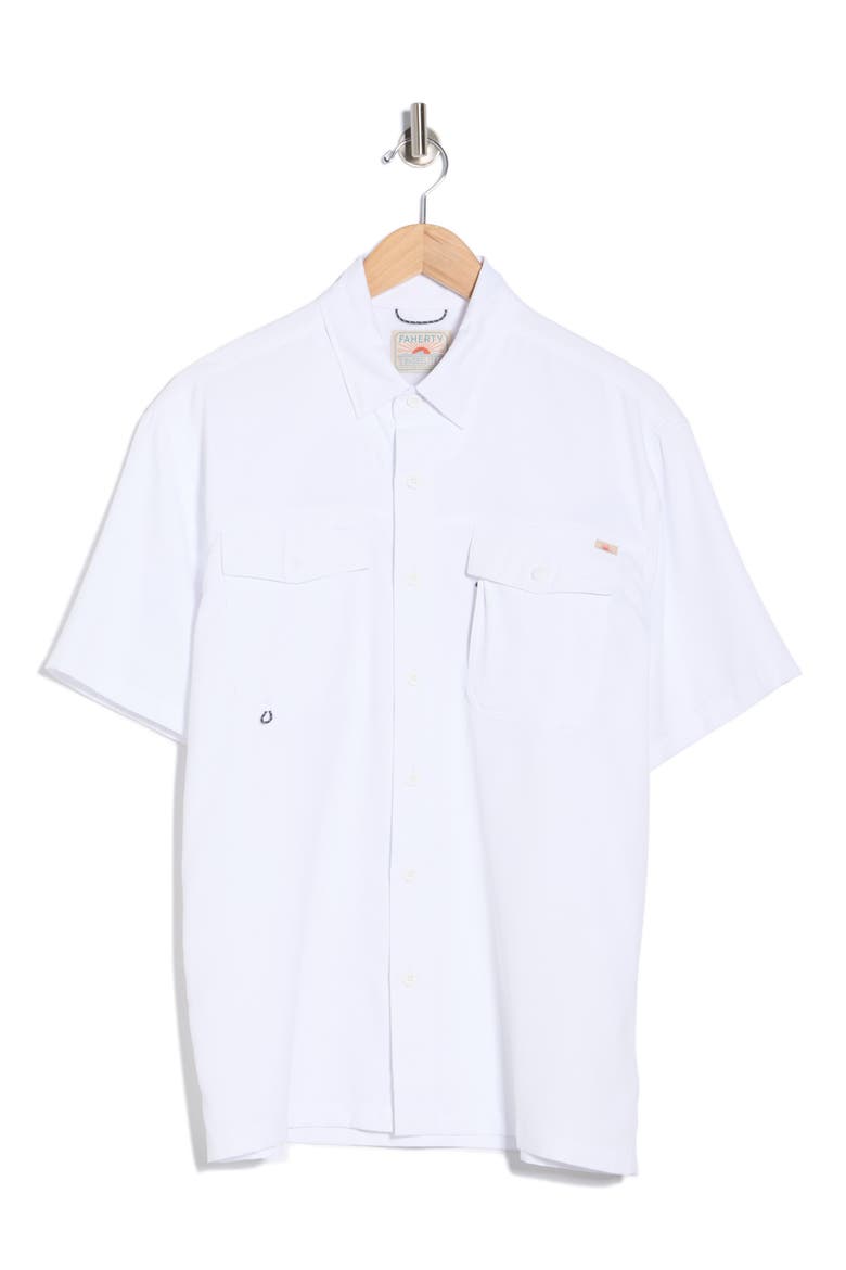 Shorelite Air Short Sleeve Performance Button-Up Shirt, Alternate, color, PURE WHITE