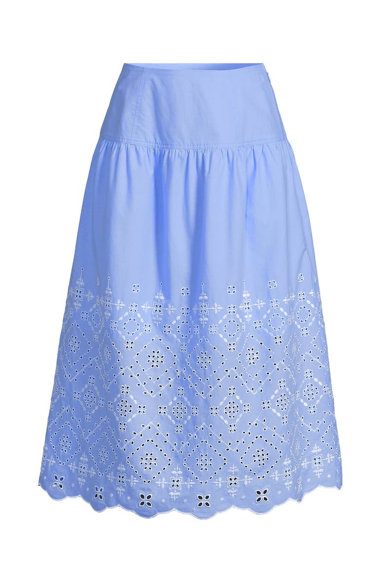 Lands' End Plus Size Poplin Drop Waist Midi Skirt - Set Bottom, Alternate, color, Light Sea Blue