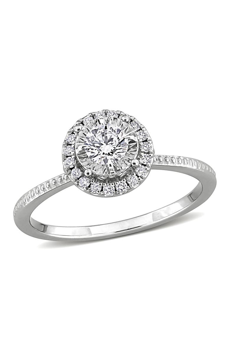 Julianna B. 3/8 ctw Lab-Grown Diamond Halo Ring 18k, Main, color, White Gold