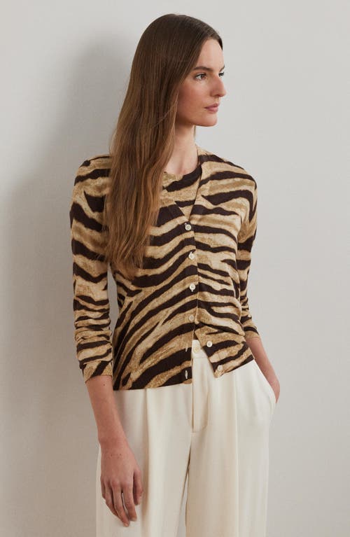 Ralph Lauren Lauren Zebra Stripe Linen & Cotton Cardigan