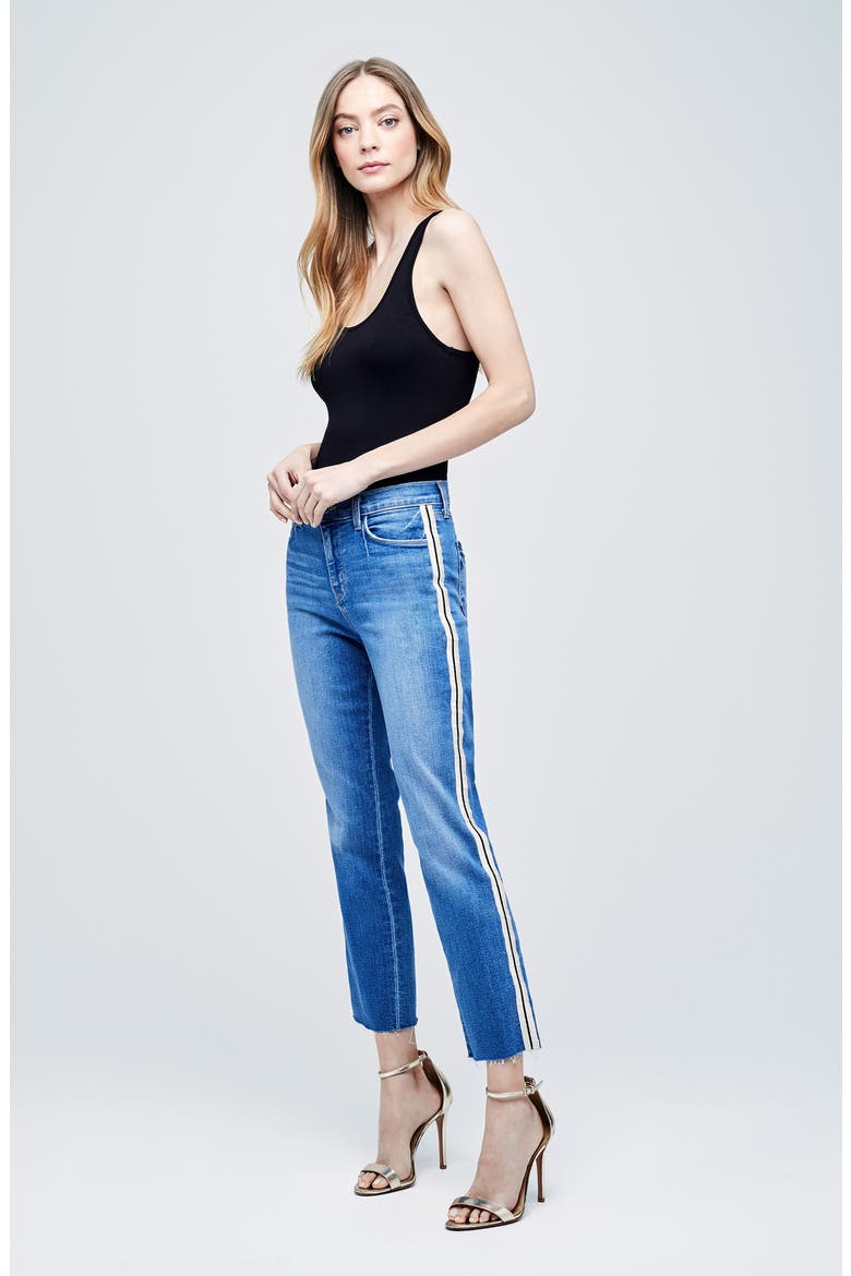Sada High Waist Tape Outseam Crop Slim Jeans, Alternate, color, DOVER