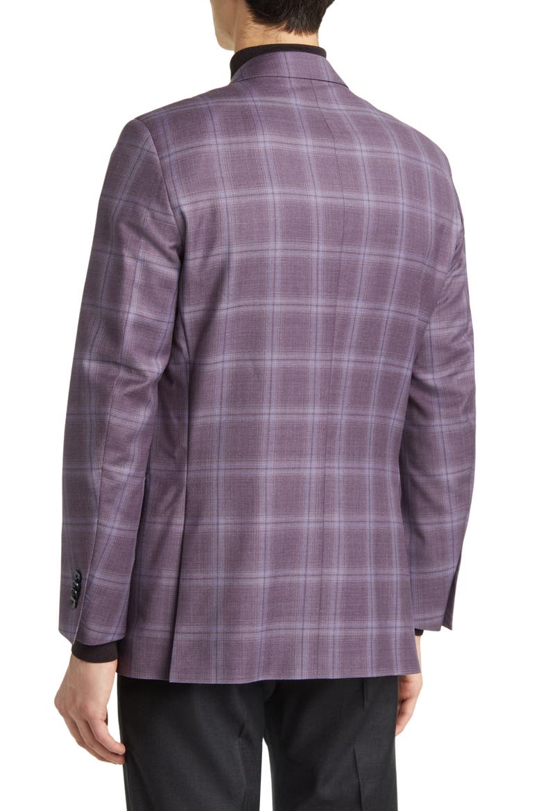 Tailored Fit Plaid Wool Sport Coat, Alternate, color, PURPLE