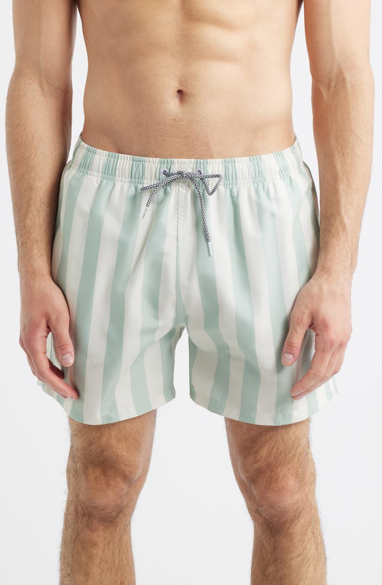 Boardies Stripe Swim Trunks, Main, color, Green/ Cream