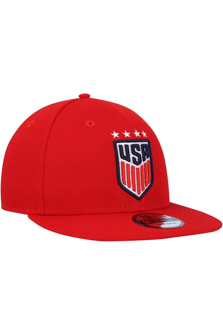 Men's New Era Red USWNT Team Basic 9FIFTY Snapback Hat, Alternate, color, Red