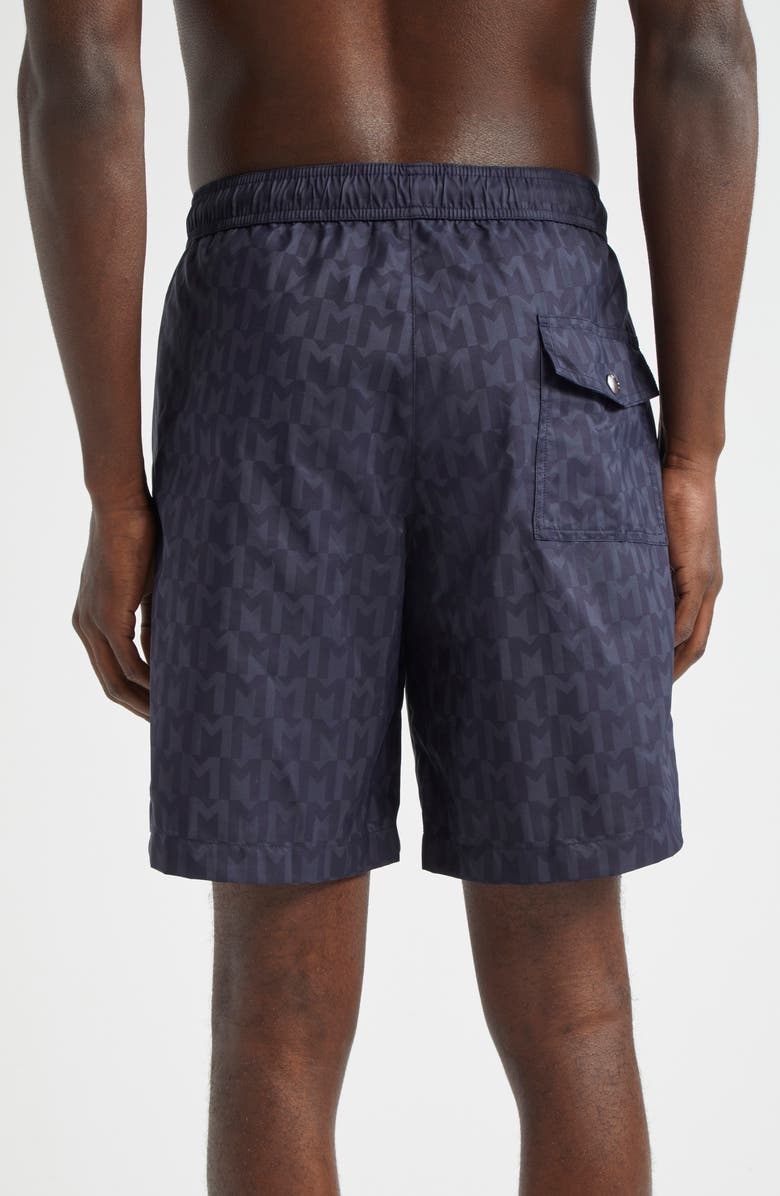 Moncler Monogram Logo Swim Trunks, Alternate, color, 
