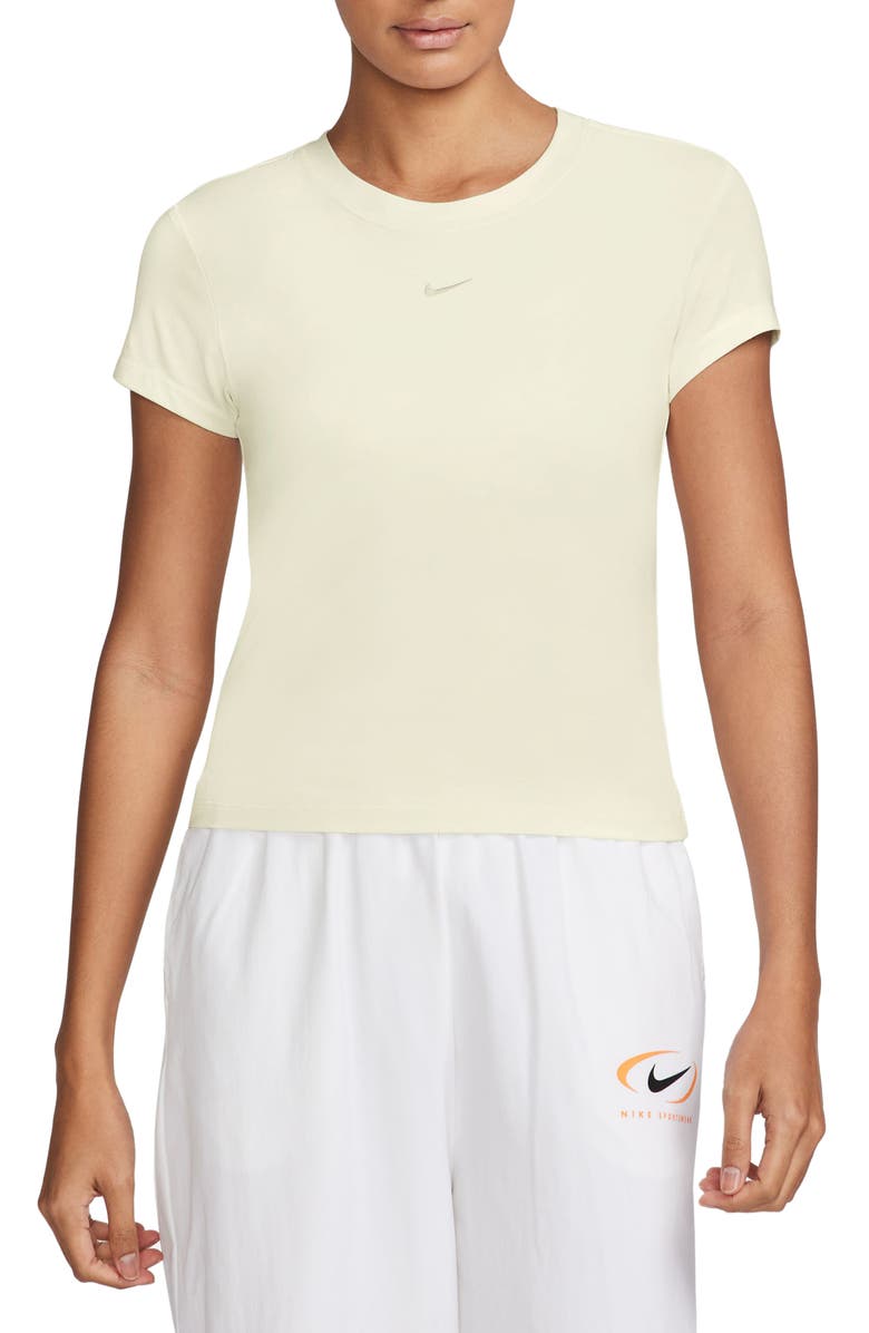 Nike Sportswear Club Chill Knit Mod Crop T-Shirt, Main, color, Sail/ Sail