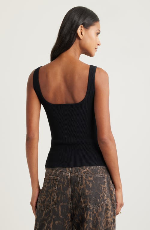 Open Edit Luxe Sculpt Rib Tank In Black
