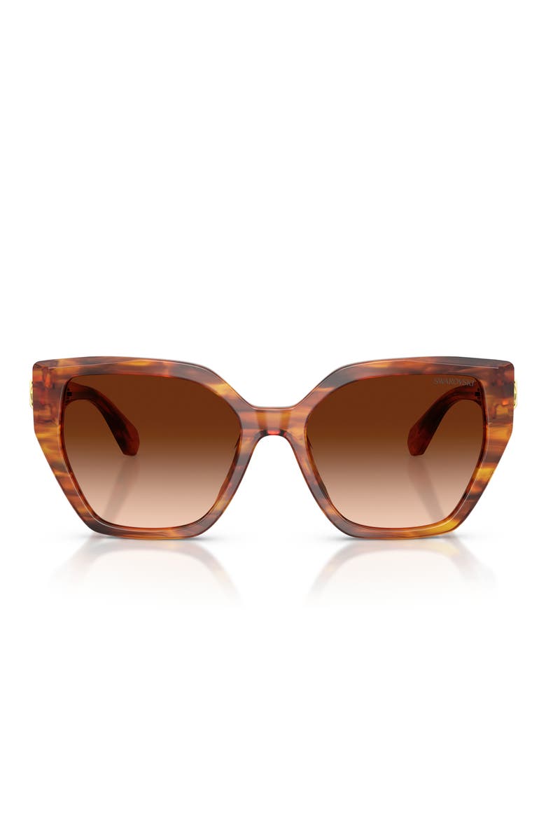 56mm Gradient Irregular Sunglasses, Main, color, STRIPED BROWN / BROWN GRADIENT
