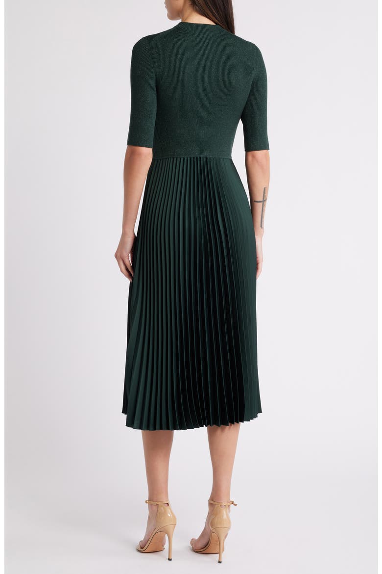 Fireanami Shimmer Sweater Dress with Plissé Skirt, Alternate, color, OPEN GRN