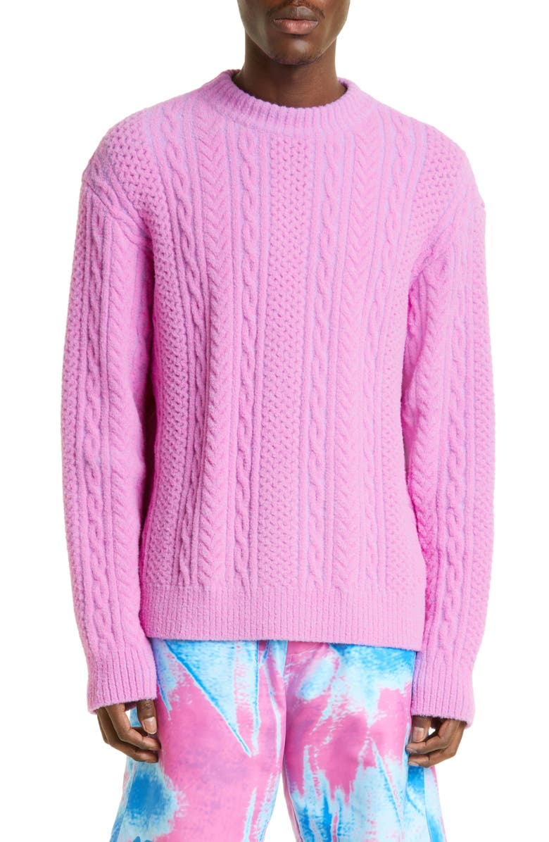 AGR Playful Crewneck Cable Knit Sweater, Main, color, 