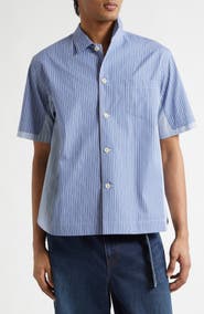Sacai Mixed Stripe Cotton Poplin Button-Up Shirt