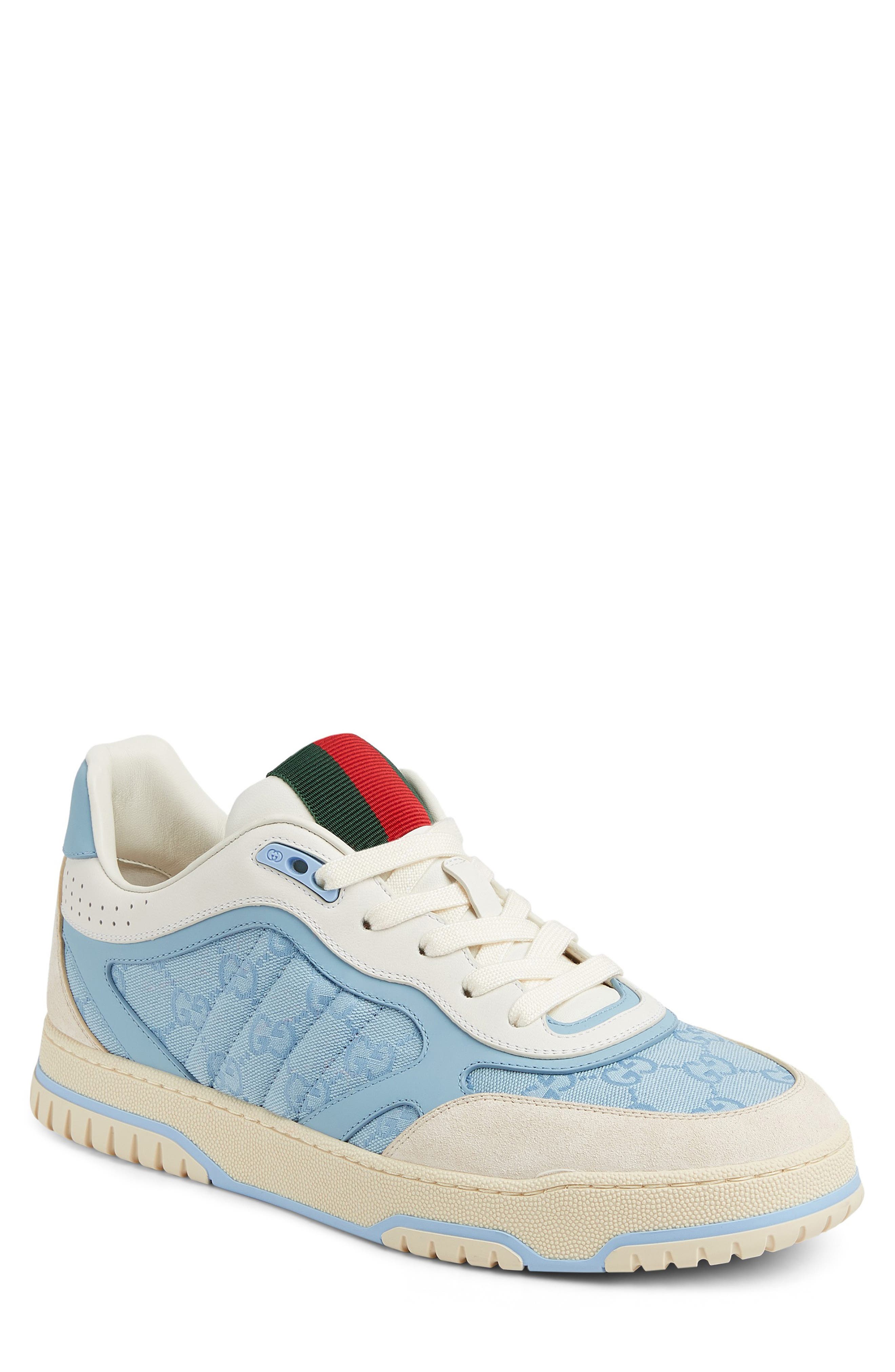 Gucci Re-Web Mixed Media Sneaker, Main, color, Light Blue