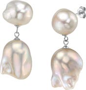 The Pearl Source White Freshwater Baroque Pearl Glory Earrings