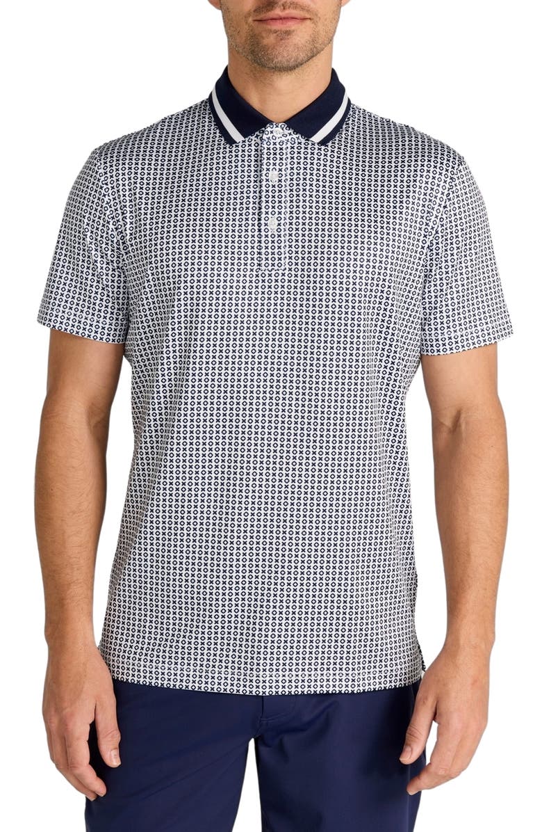 Redvanly Norvins Neat Tic Tac Toe Print Performance Polo, Main, color, 