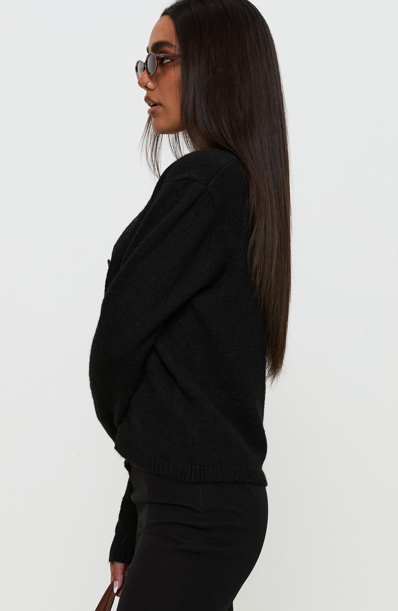 Princess Polly Denmark Rib Knit Cardigan, Alternate, color, Black