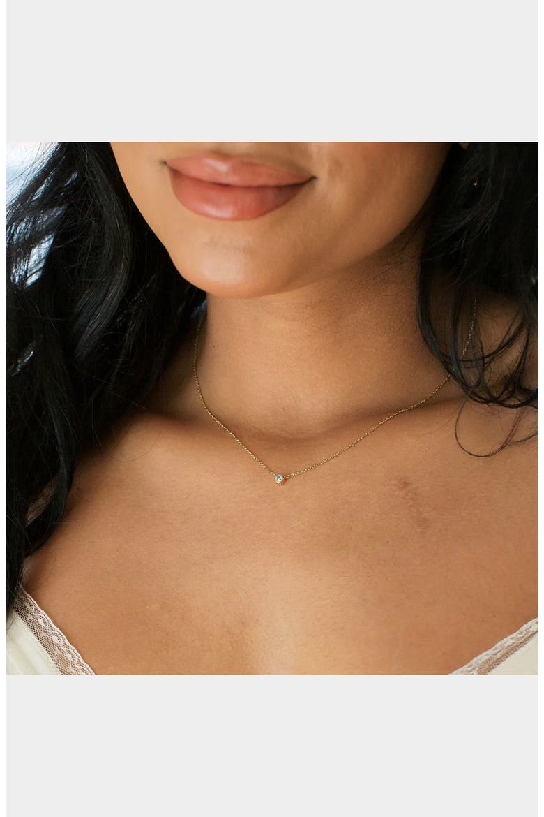 Poppy Cubic Zirconia Solitaire Necklace, Alternate, color, GOLD VERMEIL