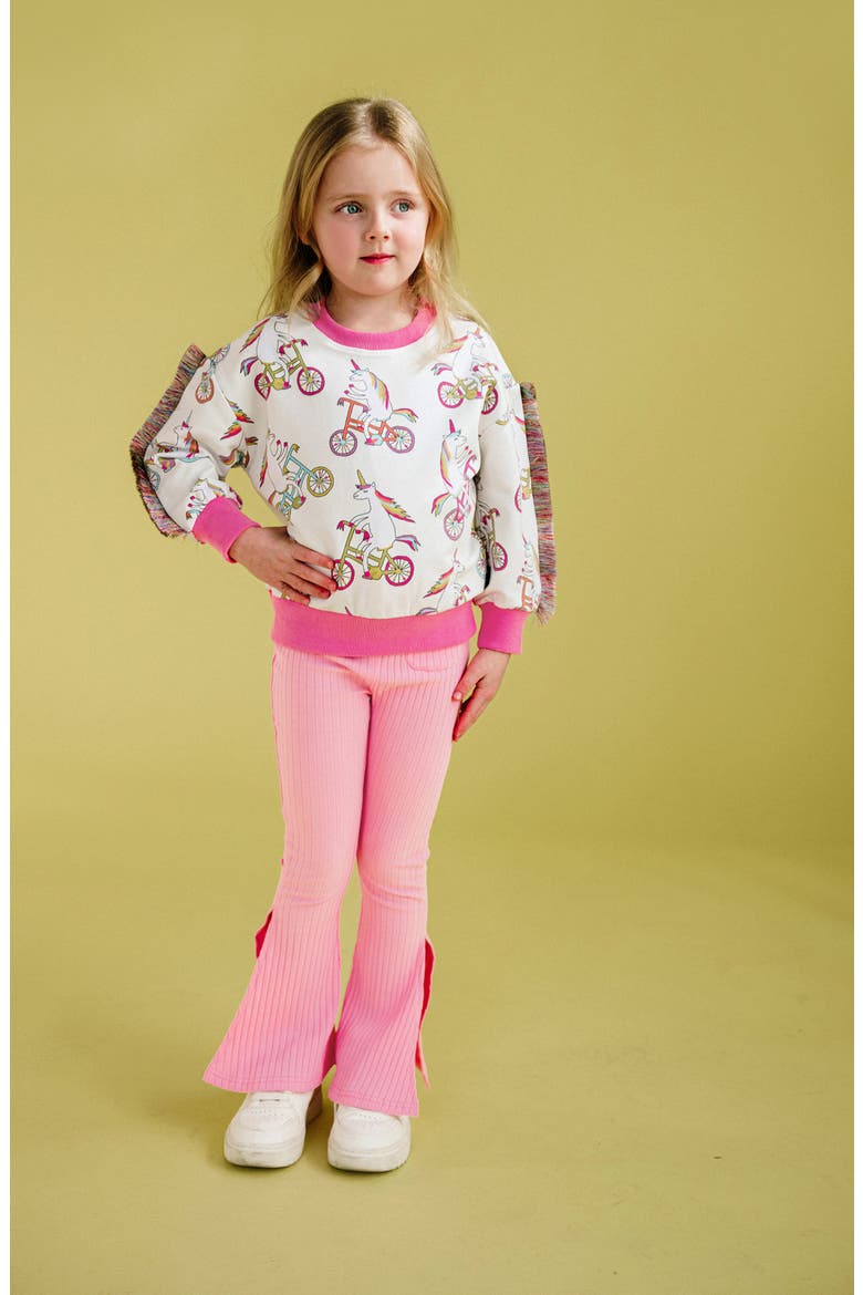 Kids' Disco Flare Leggings, Alternate, color, PINK