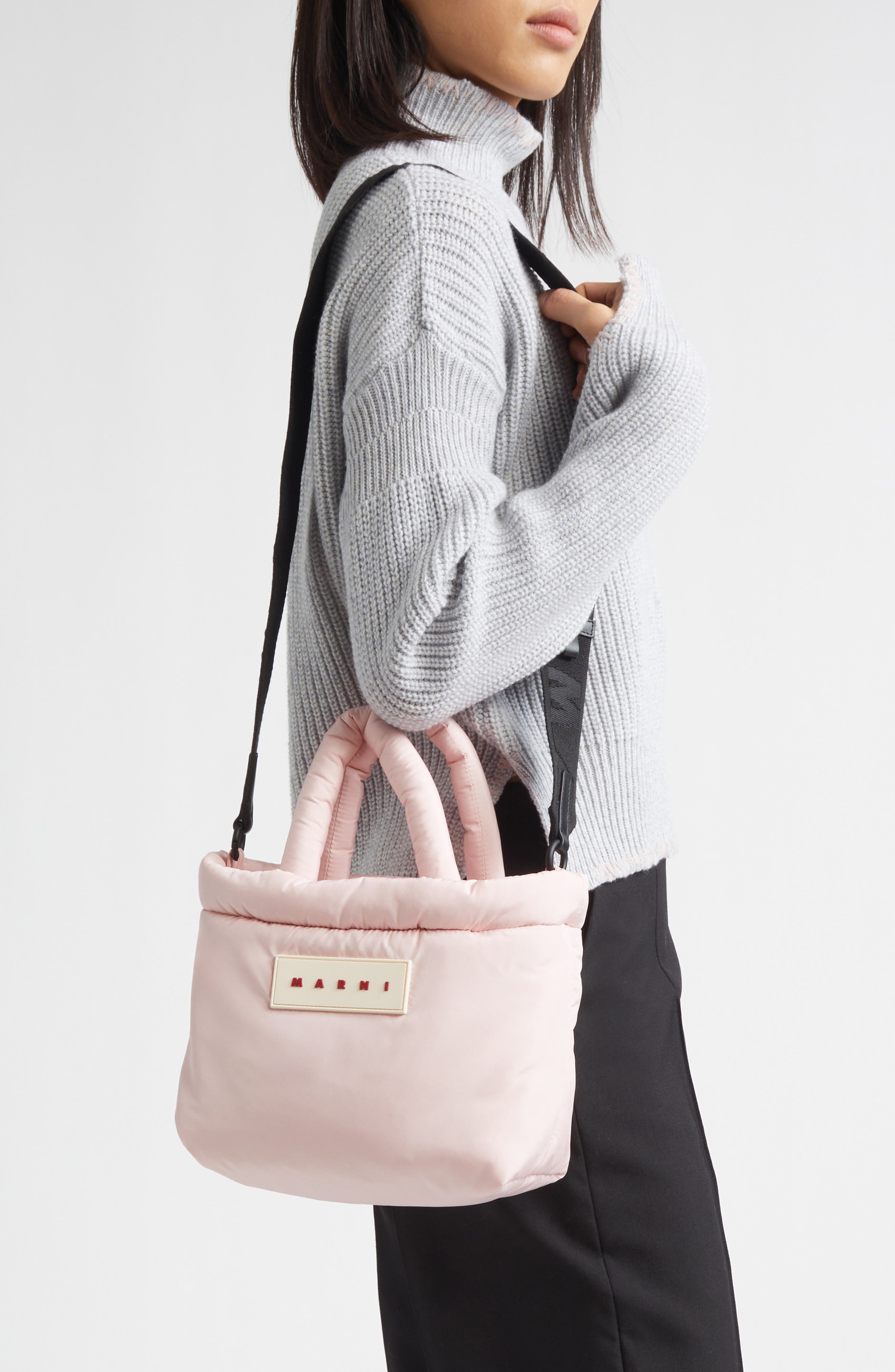 Marni East/West Puffer Tote, Alternate, color, 00C18 Cinder Rose