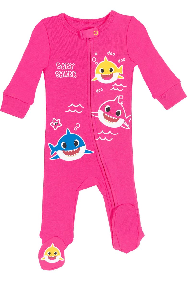 Baby Shark 2-Pack Zip-Up Footed Sleep N Play, Alternate, color, Pink Heather Grey