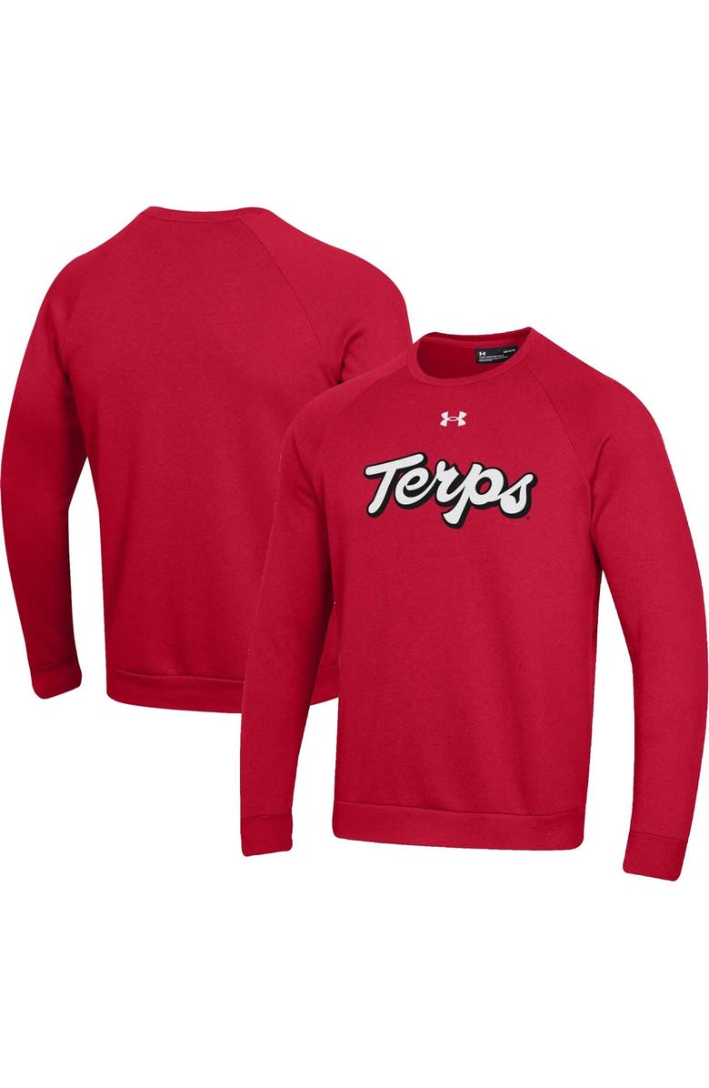 Under Armour Men's Under Armour Red Maryland Terrapins Script All Day Pullover Sweatshirt, Main, color, 