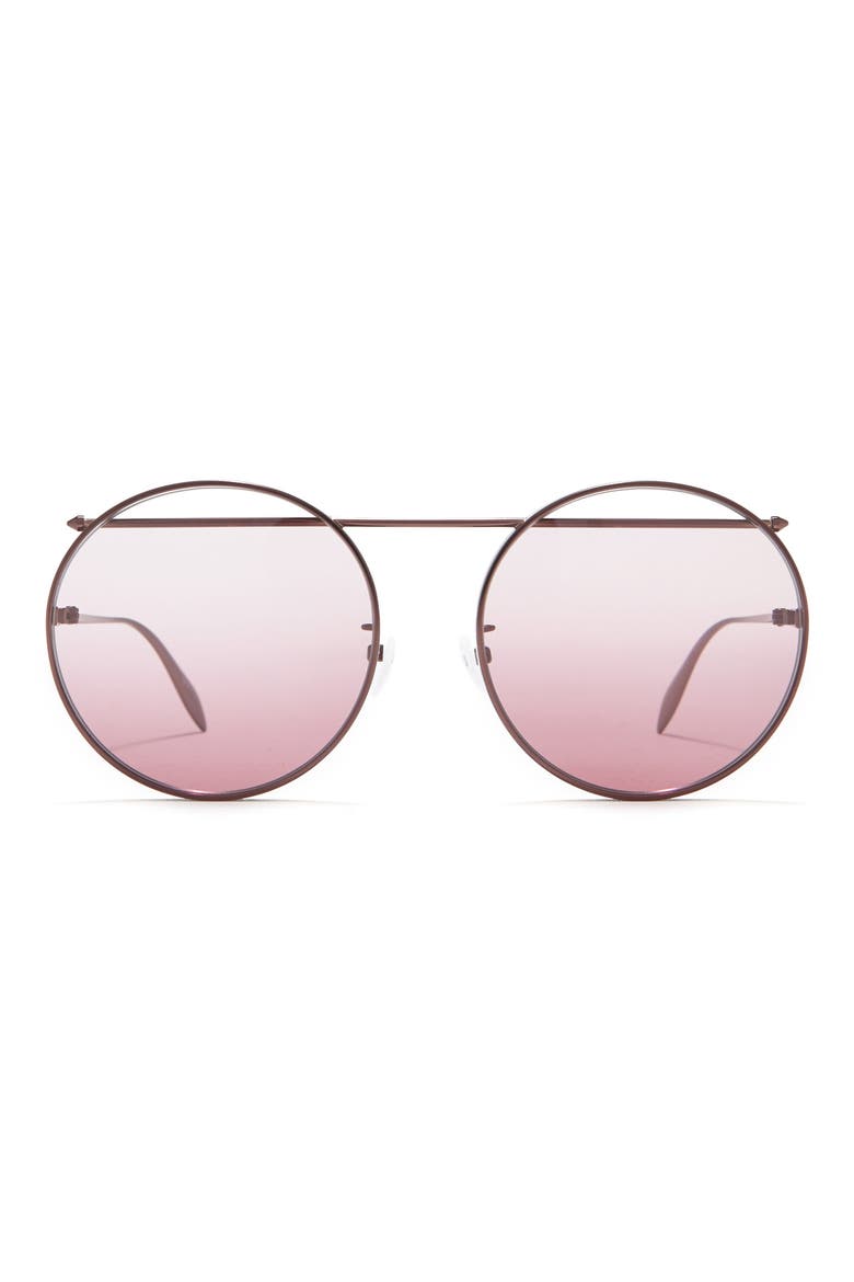 Alexander McQueen 60mm Round Sunglasses, Main, color, BROWN BROWN PINK/GDR