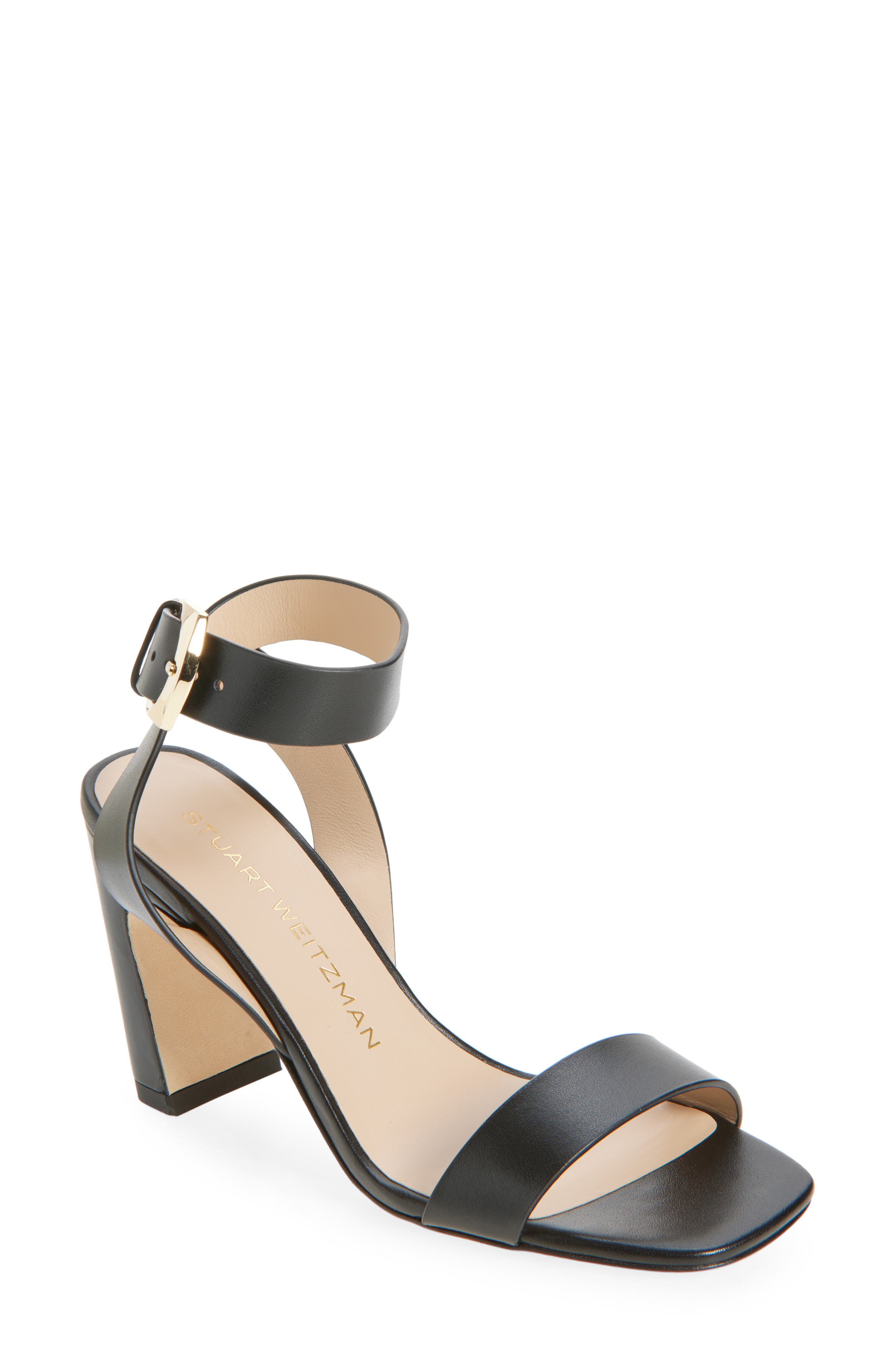 Stuart Weitzman Sai Ankle Strap Sandal, Main, color, Black