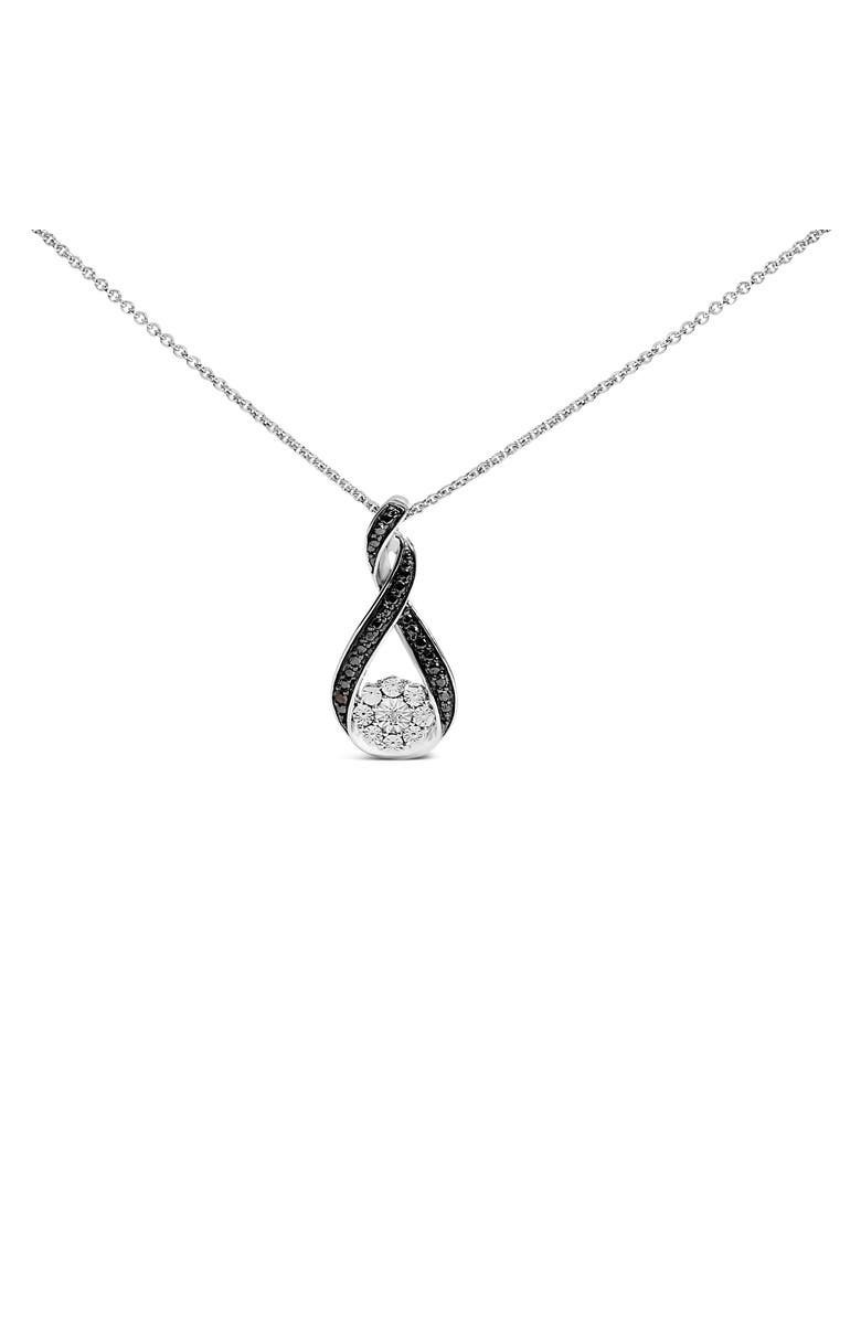 Haus of Brilliance Black Rhodium Plated Sterling Silver Diamond Accent Swirl Drop Pendant Necklace, Main, color, Silver
