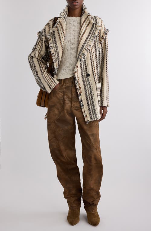 Isabel Marant Étoile Illisa Stripe Fringe Jacket In Neutral