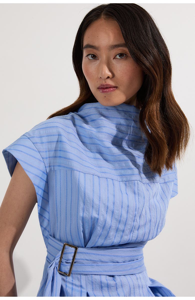 Karen Millen Belted Woven Midi Shirt Dress, Alternate, color, Blue