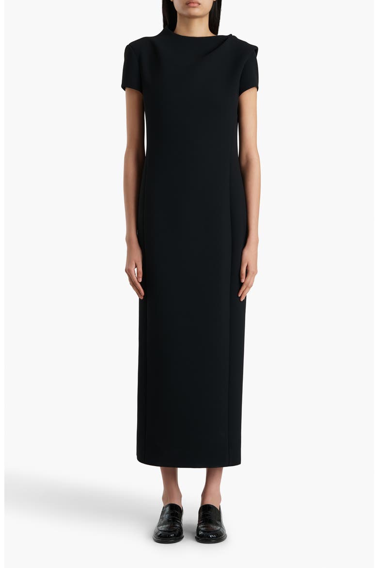 Iryl Open Back Crepe Dress, Main, color, BLACK