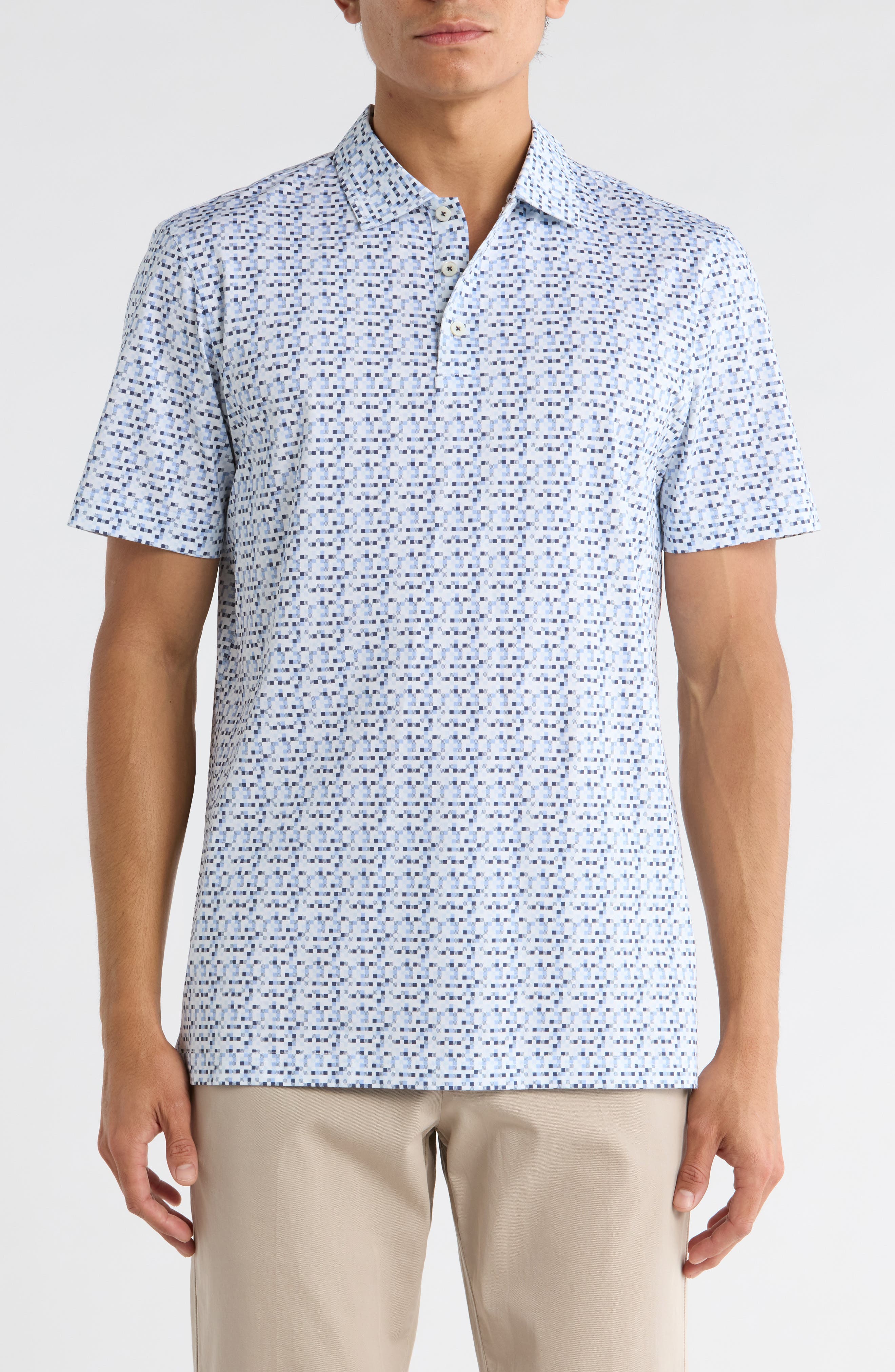 Bugatchi Victor Short Sleeve 8-Way Stretch OoohCotton® Knit Button-Up Shirt