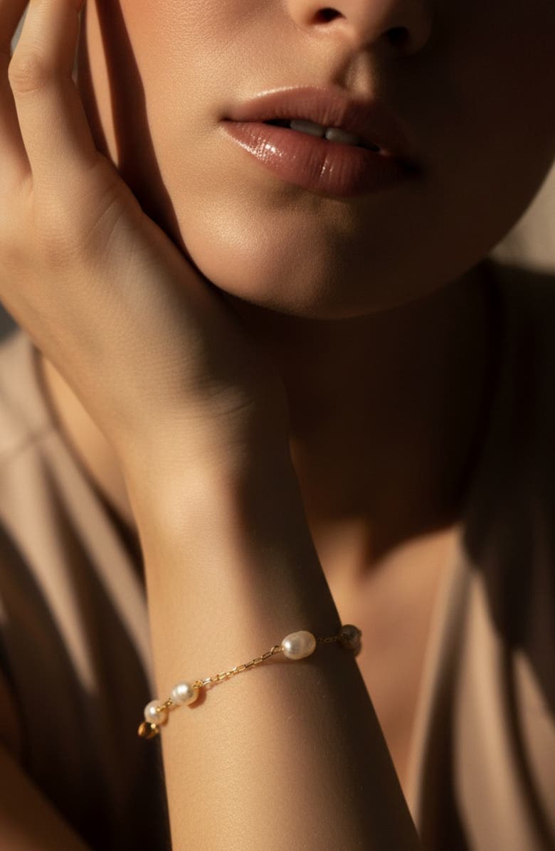 MacRae 
Co. x SHARINA Faux Pearl Station Bracelet, Alternate, color, Gold