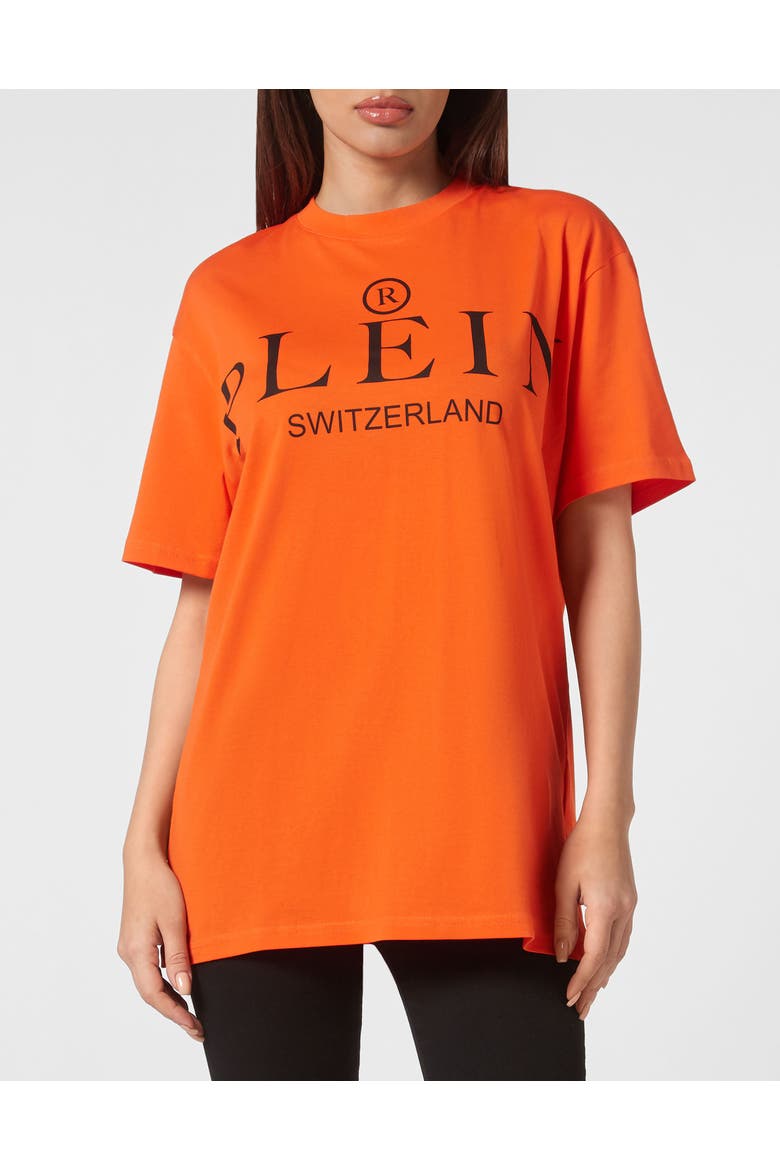 Jersey T-Shirt Round Neck Ss Iconic Plein Unisex, Alternate, color, orange