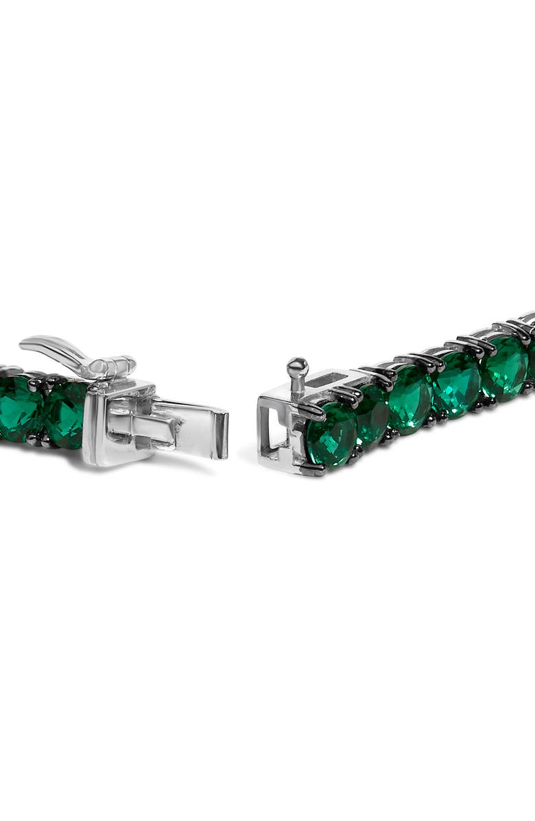 Haus of Brilliance Men's .925 Sterling Silver Created Green Emerald Tennis Bracelet - 8.5" Inches, Alternate, color, White