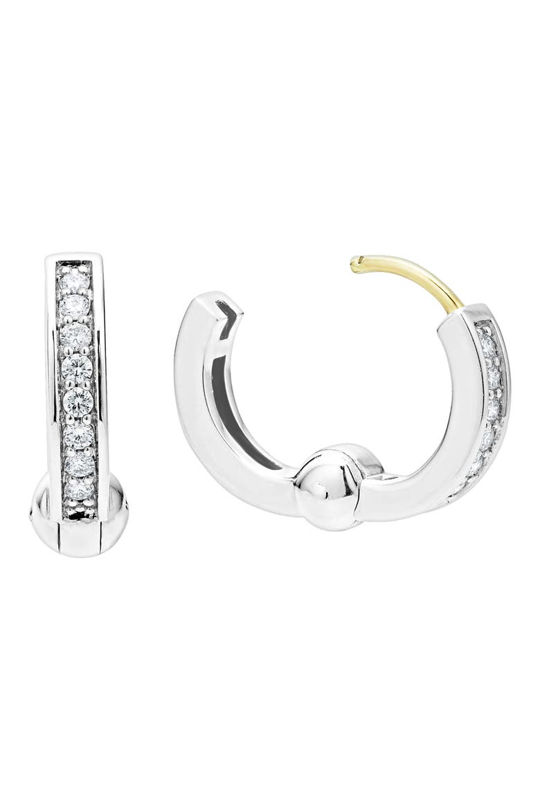 Caviar Spark Diamond Huggie Hoop Earrings, Alternate, color, SILVER DIAMOND