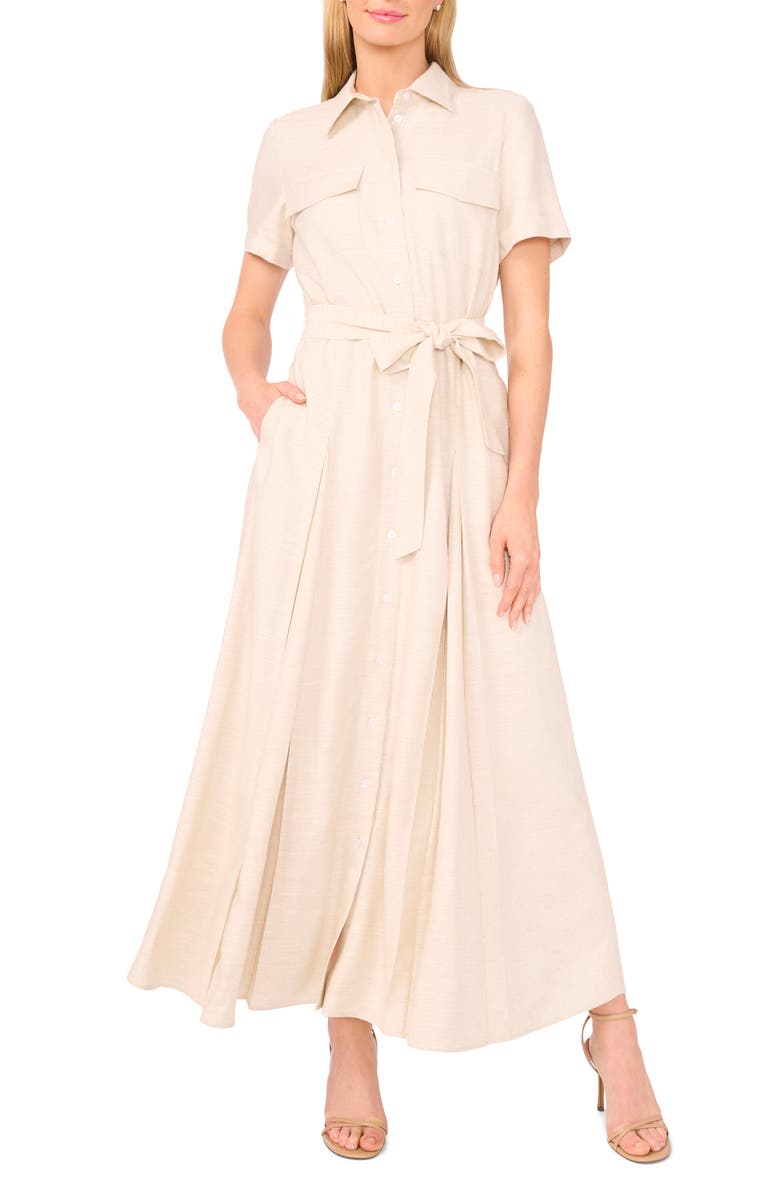 Ted Baker Short Sleeve Belted Shirtdress, Main, color, Taupe Bisque