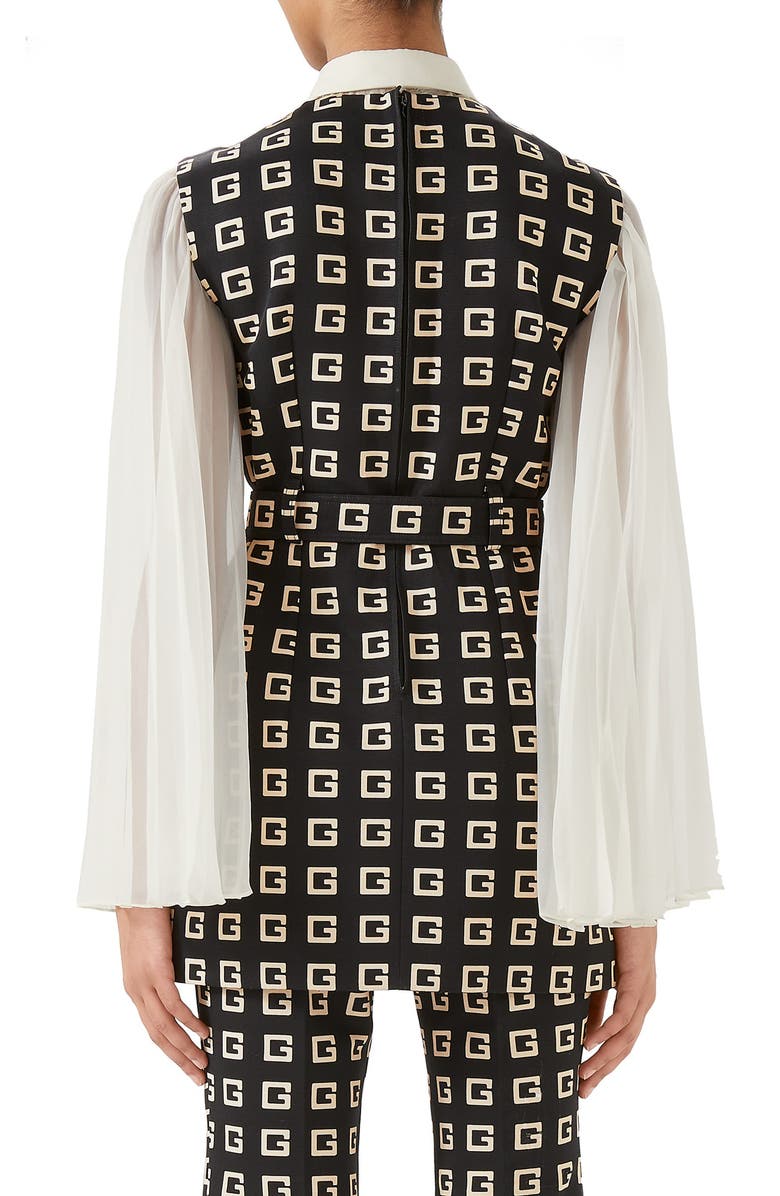 Gucci Square-G Logo Print Belted Faille Tunic, Alternate, color,