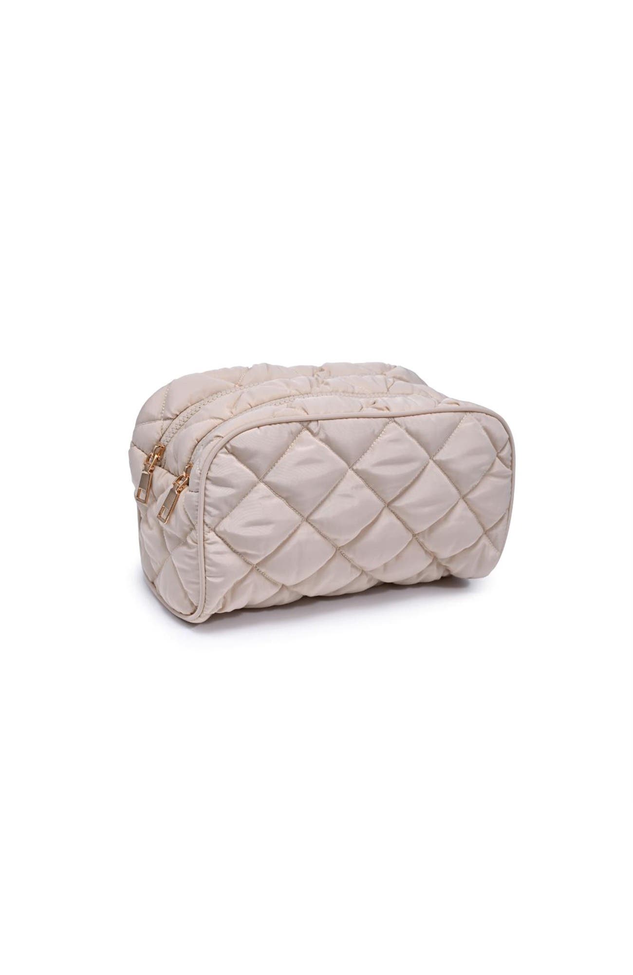Daily Duo- Quited Puffer Cosmetic & Travel Organizer Pouch, Alternate, color, Cream