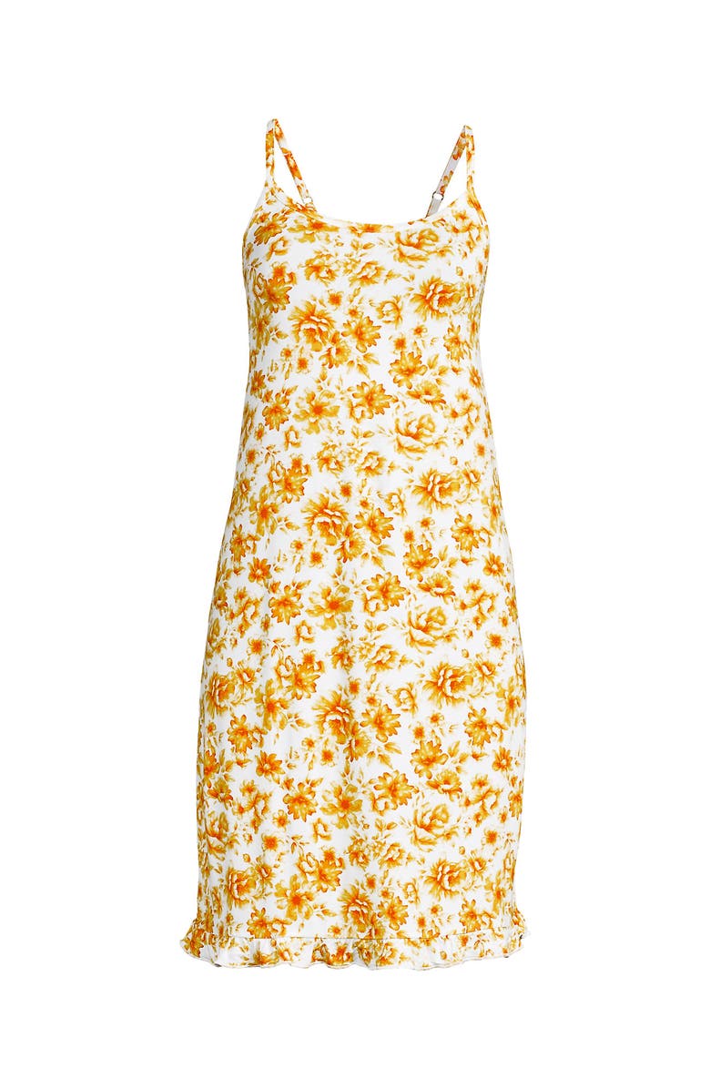 Lands' End Cooling Knee Length Slip Nightgown, Alternate, color, Pale Yellow Painted Floral