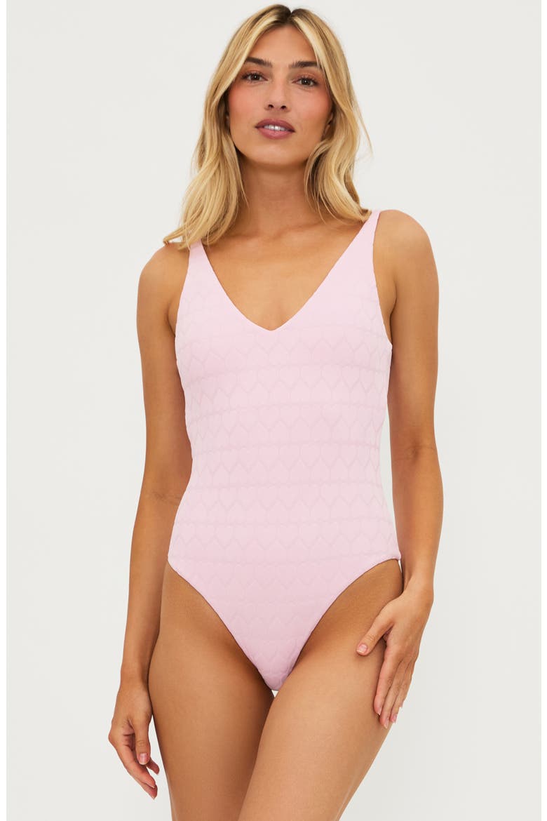 Reese Heart One-Piece Swimsuit, Alternate, color, PINK SANDS
