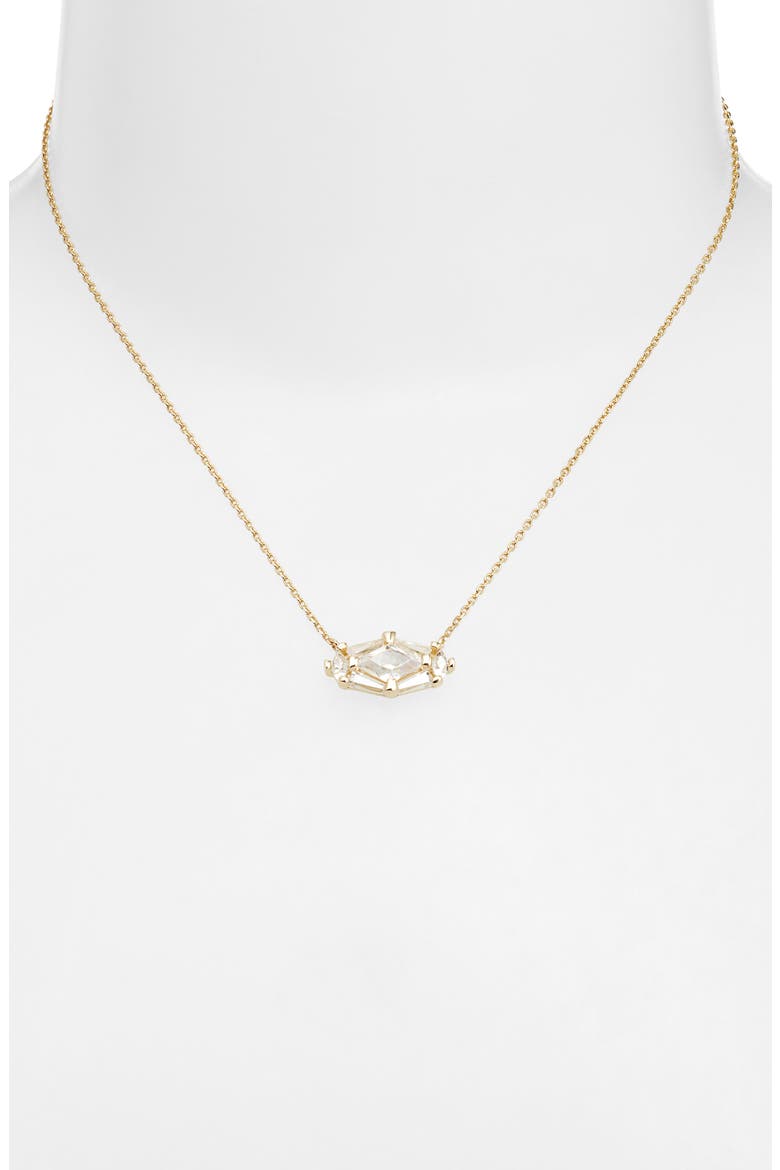 Short Lindy Rae Pendant Necklace, Alternate, color, GOLD WHITE CRYSTAL