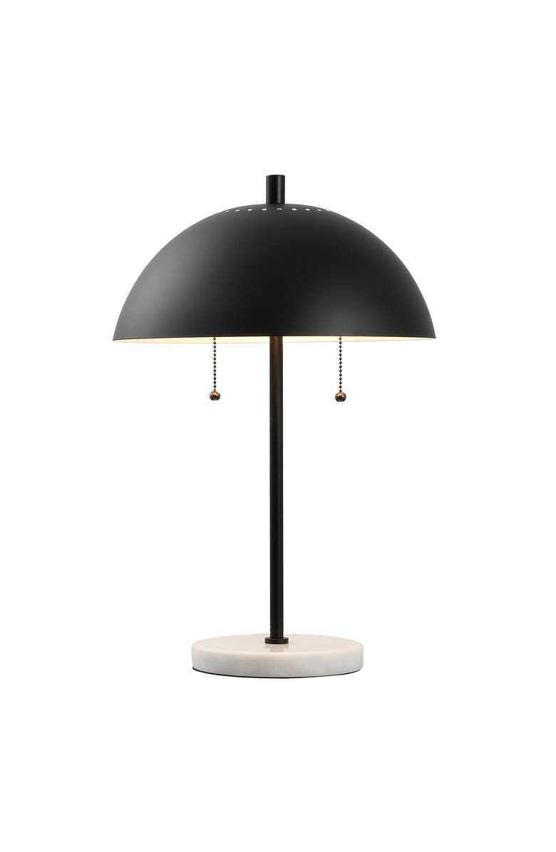 JONATHAN Y Ella Dome Metal with Marble Base LED Table Lamp, Main, color, Black White