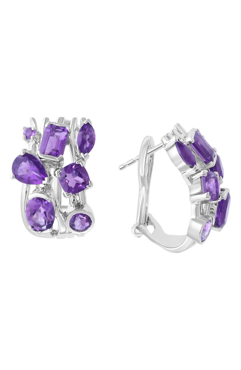 EFFY Amethyst Cluster Huggie Hoop Earrings, Main, color, Purple