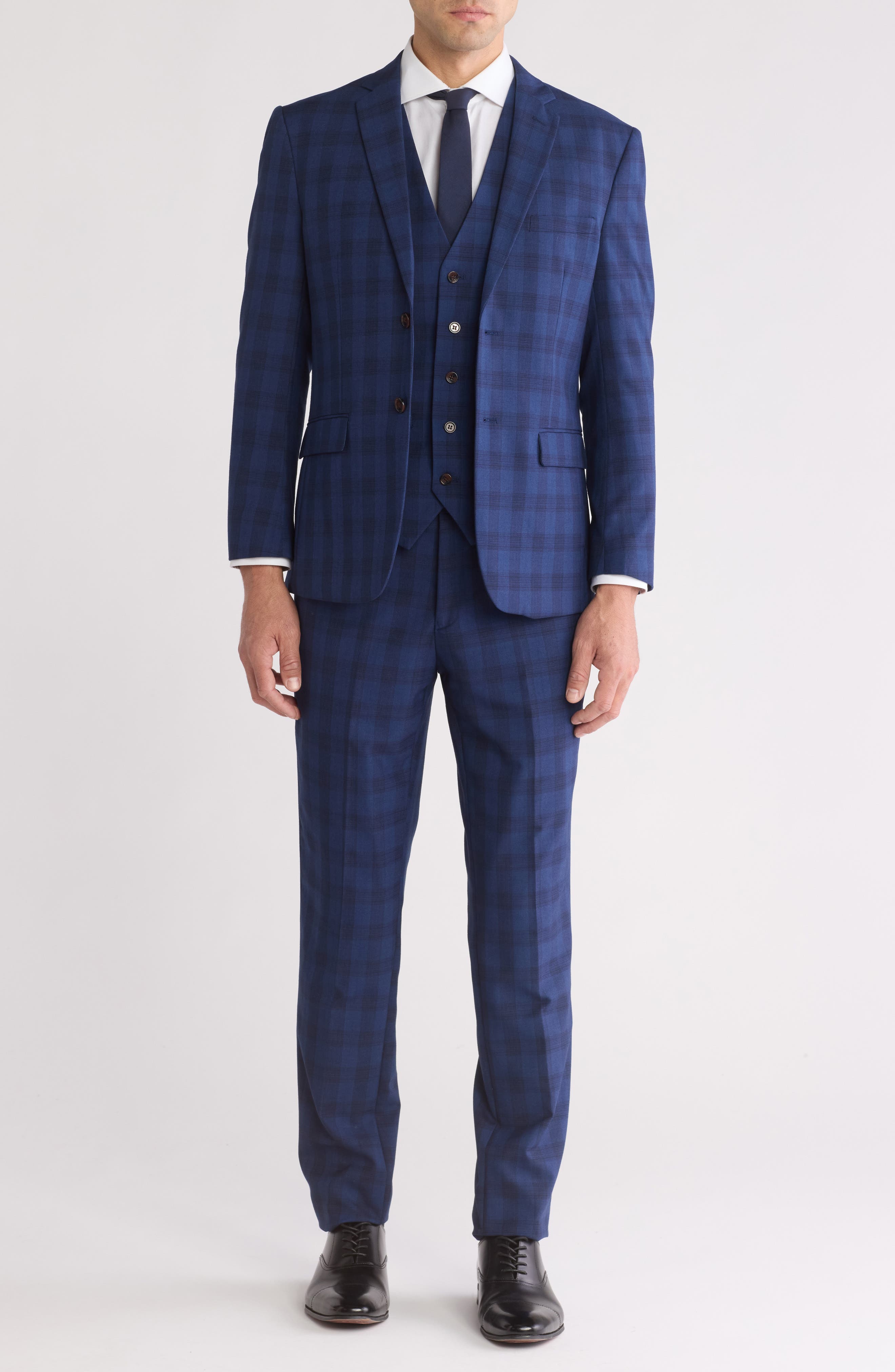 Gino Vitale Slim Fit 3-Piece Check Suit