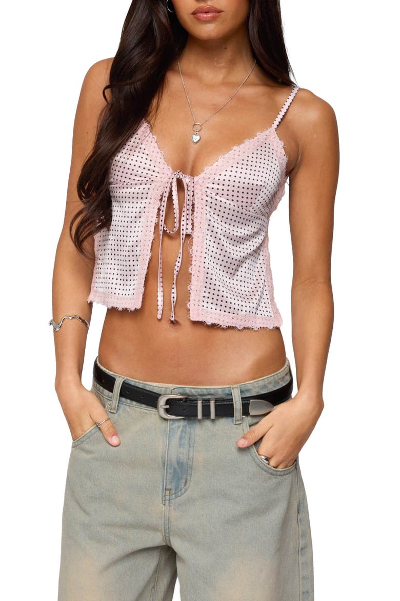 Dot Backless Satin Camisole, Main, color, LIGHT-PINK
