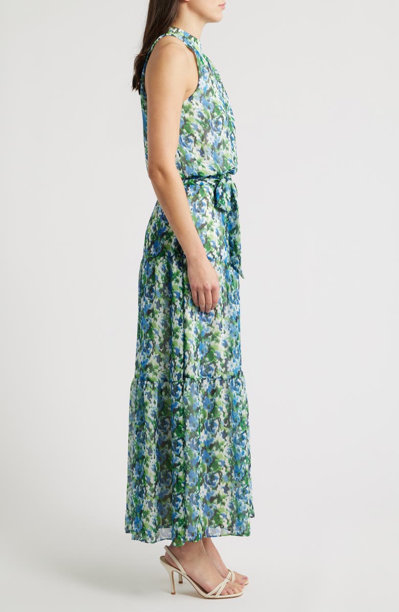 Julia Jordan Floral Mock Neck Tiered Maxi Dress, Alternate, color, Green Multi